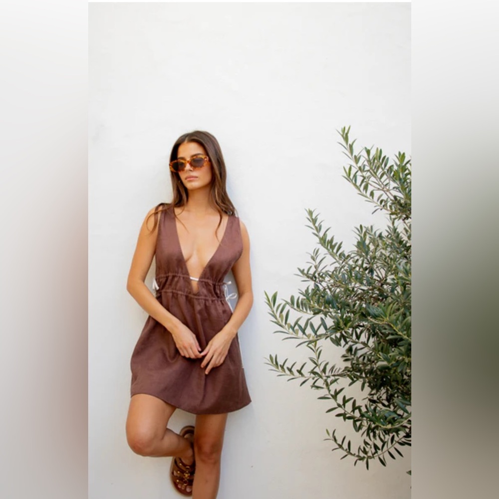 VRG Girl Paros Palms Linen Dress